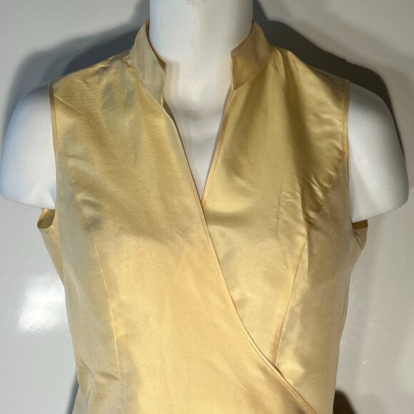 Casual Corner SZ6 Butter Yellow Silk Wrap Top Chic Old Money Quiet Luxury Capsul - Picture 2 of 9